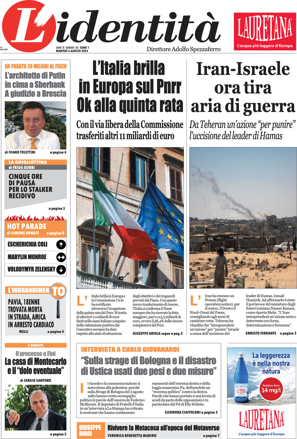 Prima-pagina-identita-edizione-di-oggi-06-08-2024