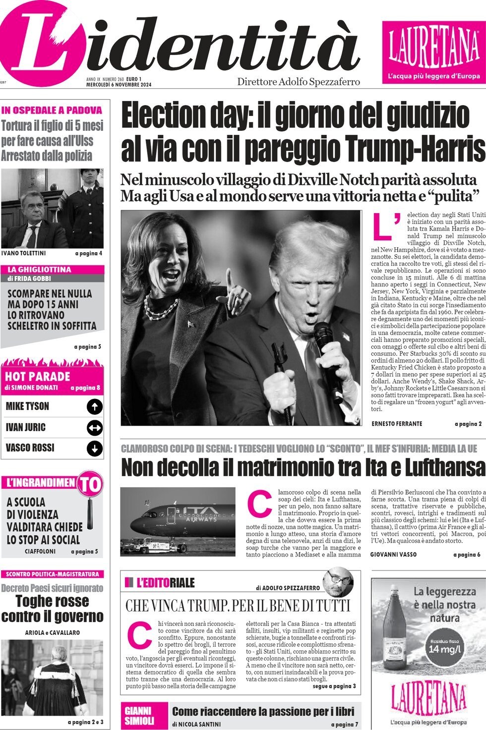 Prima-pagina-identita-edizione-di-oggi-06-11-2024