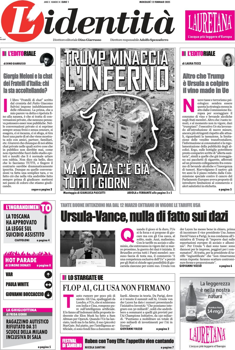 Prima-pagina-identita-edizione-di-oggi-12-02-2025