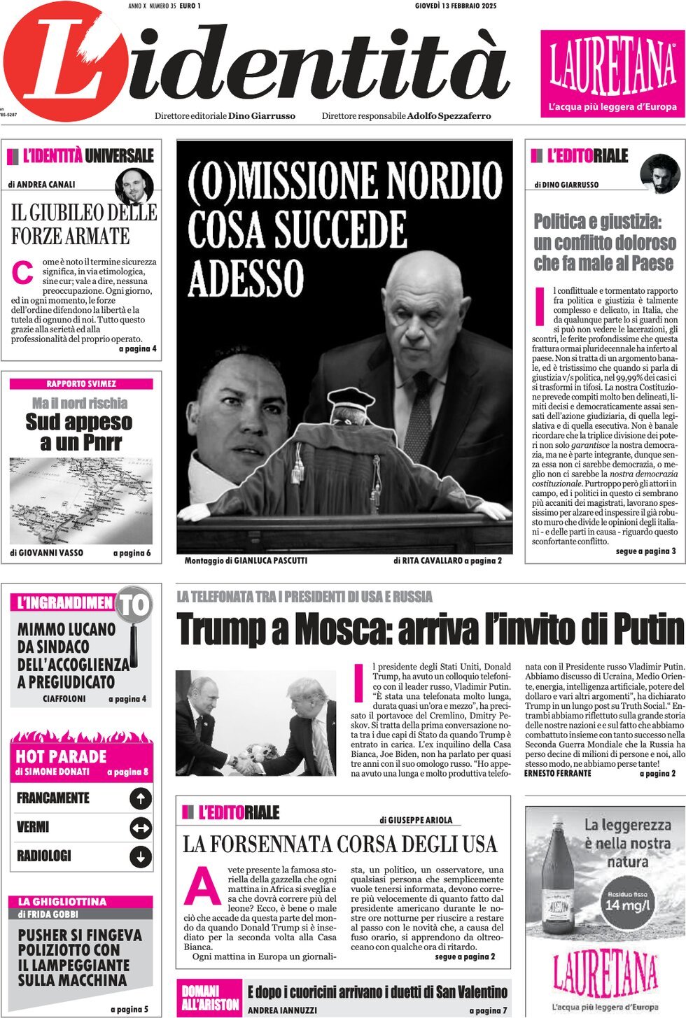 Prima-pagina-identita-edizione-di-oggi-13-02-2025