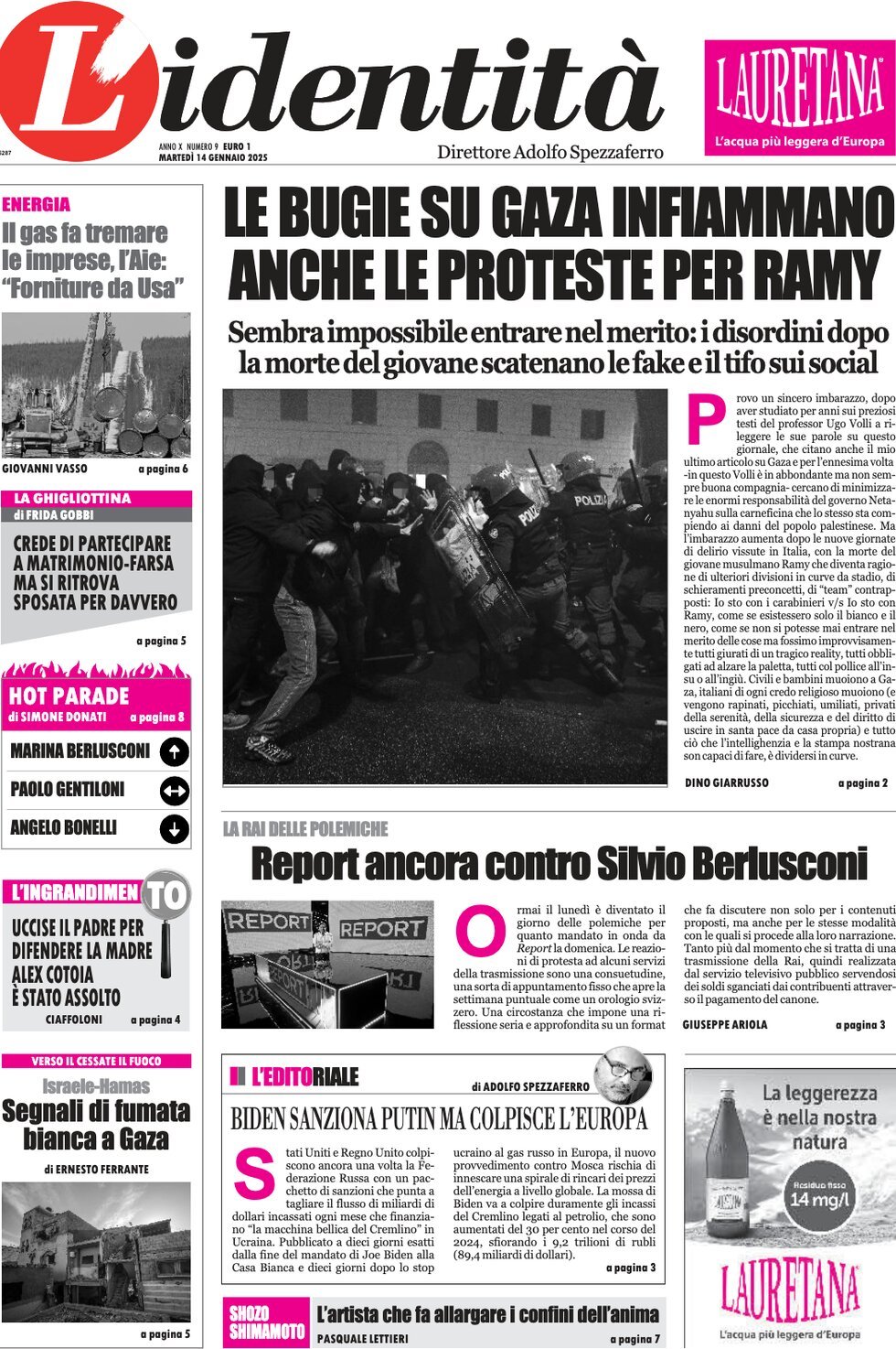 Prima-pagina-identita-edizione-di-oggi-14-01-2025