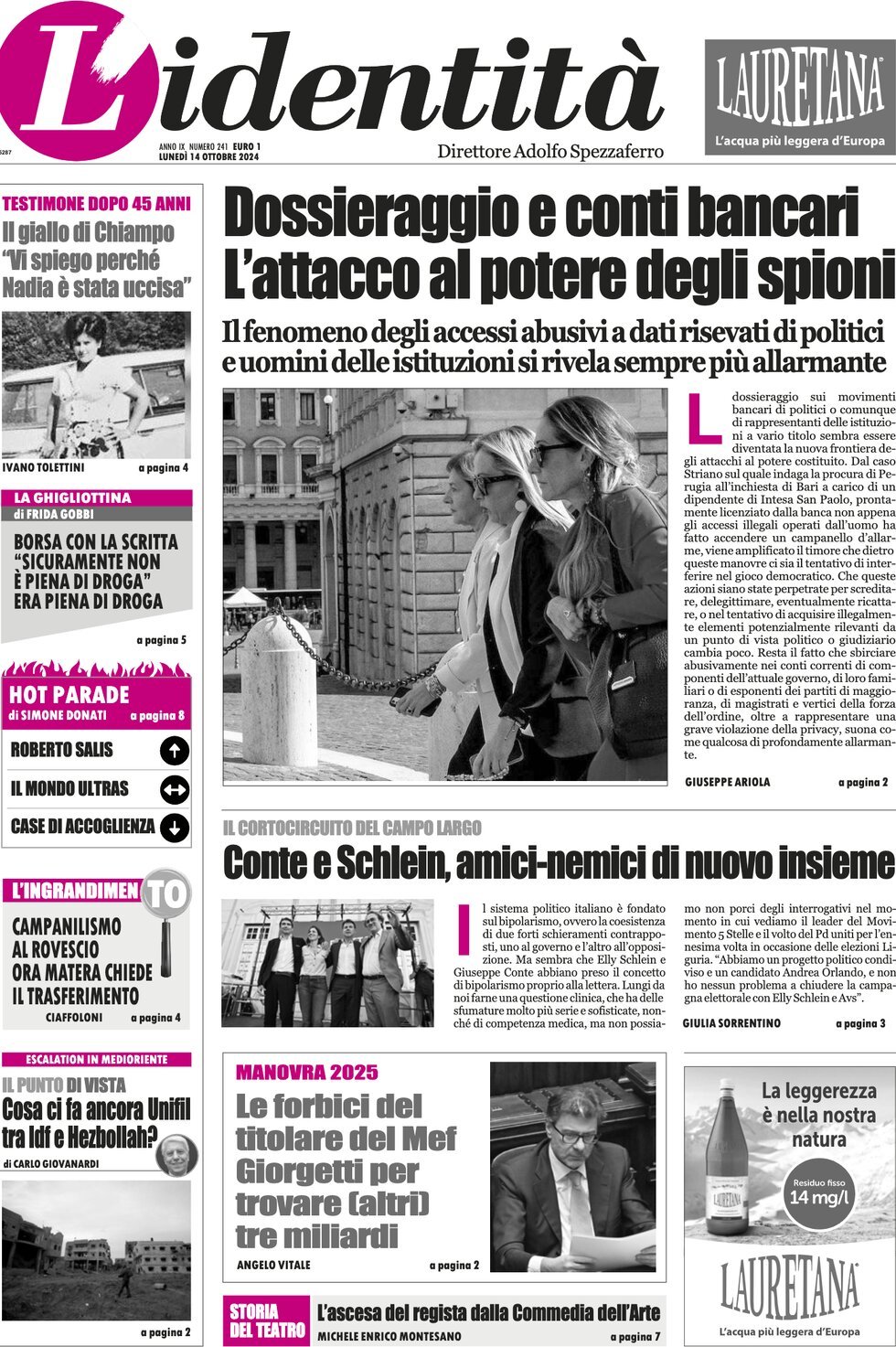 Prima-pagina-identita-edizione-di-oggi-14-10-2024