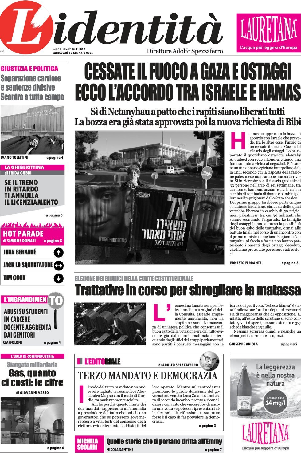 Prima-pagina-identita-edizione-di-oggi-15-01-2025