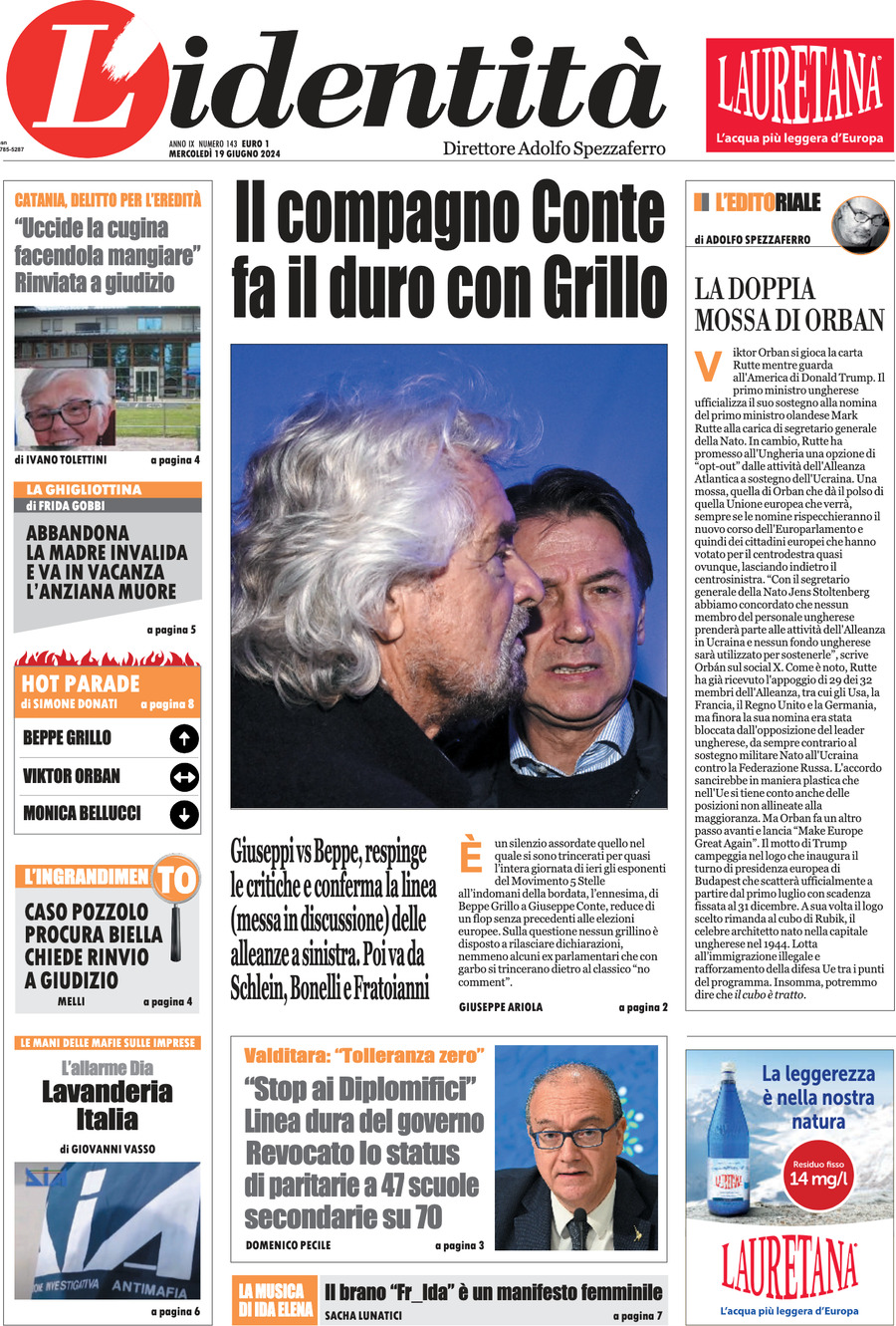 Prima-pagina-identita-edizione-di-oggi-19-06-2024