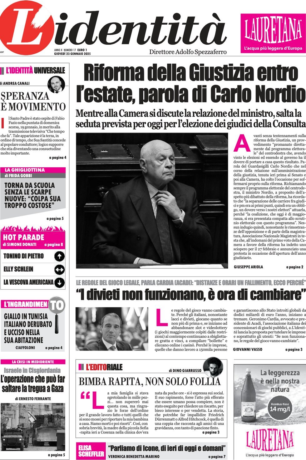 Prima-pagina-identita-edizione-di-oggi-23-01-2025