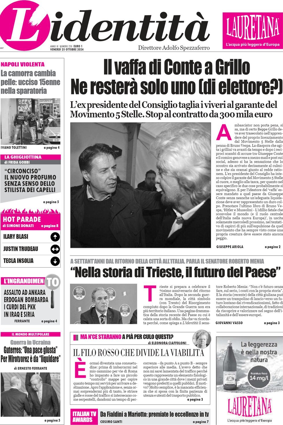 Prima-pagina-identita-edizione-di-oggi-25-10-2024