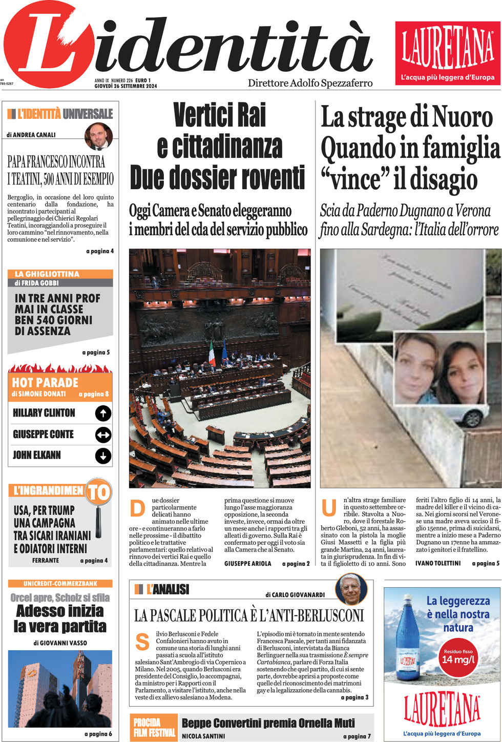 Prima-pagina-identita-edizione-di-oggi-26-09-2024