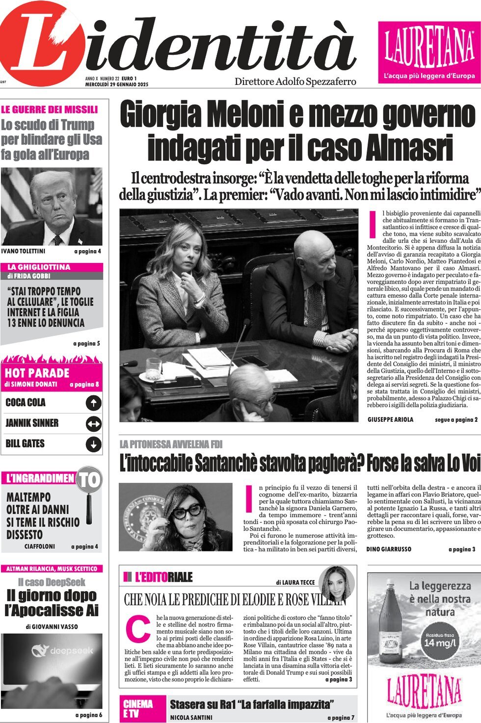 Prima-pagina-identita-edizione-di-oggi-29-01-2025