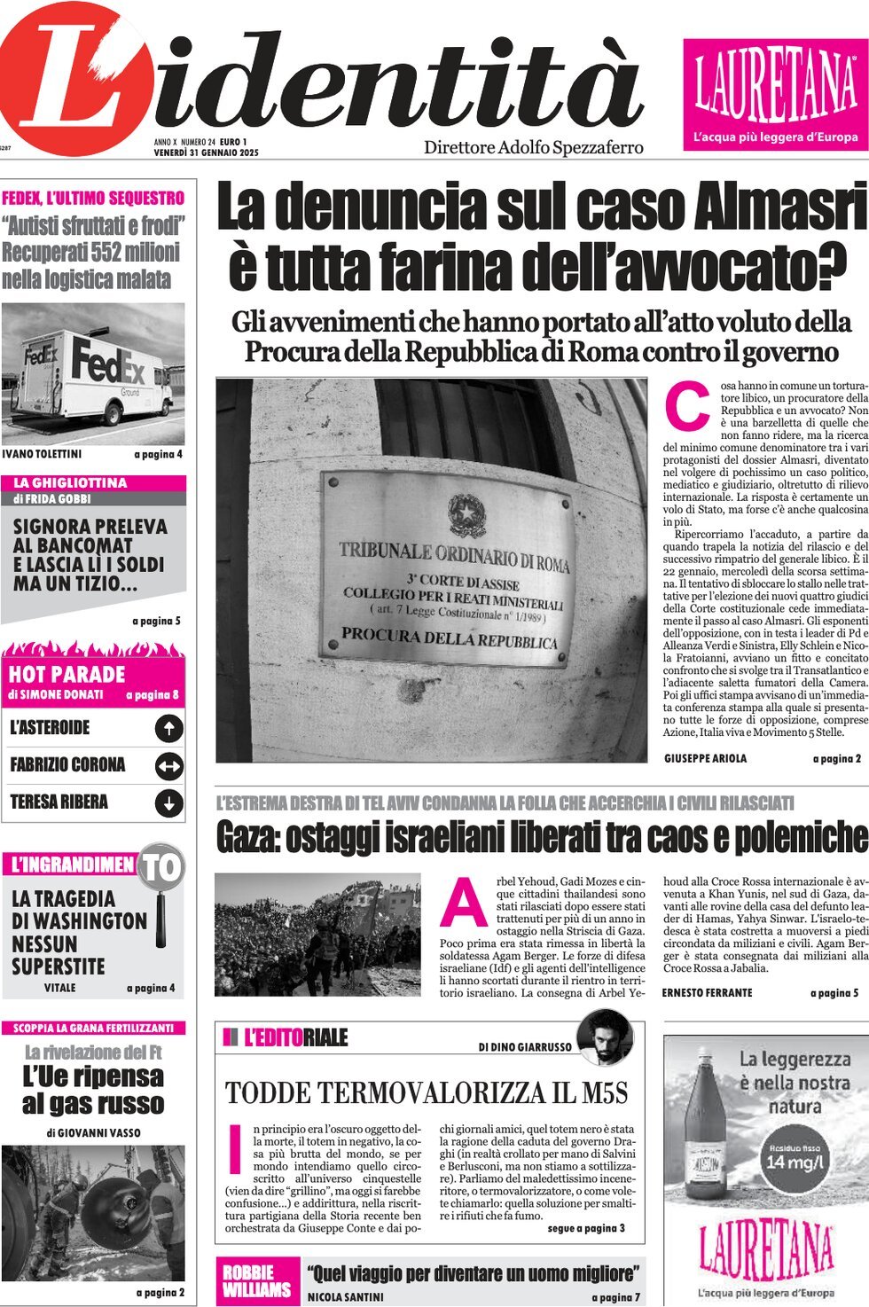 Prima-pagina-identita-edizione-di-oggi-31-01-2025