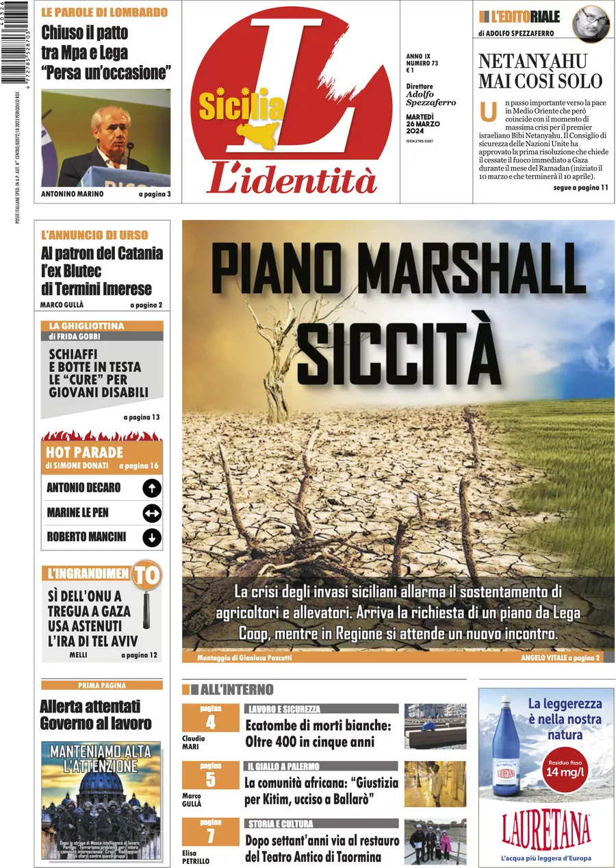Prima-pagina-identita-sicilia-edizione-palermo-di-oggi-26-03-2024