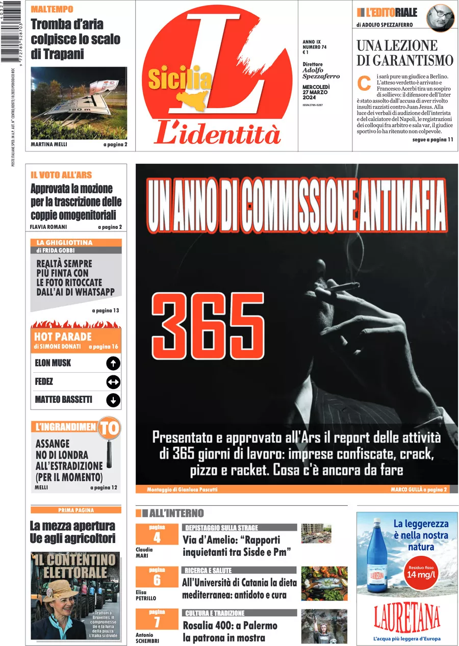 Prima-pagina-identita-sicilia-edizione-palermo-di-oggi-27-03-2024