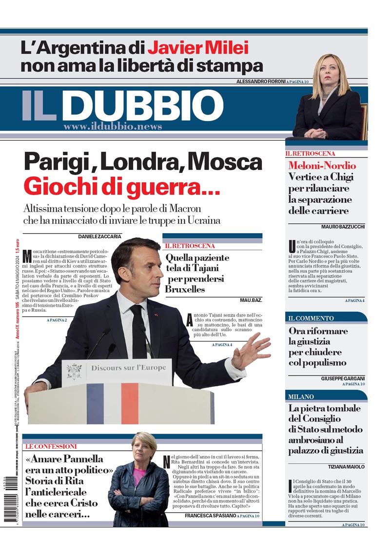 Prima-pagina-il-dubbio-oggi-edizione-di-oggi-04-05-2024