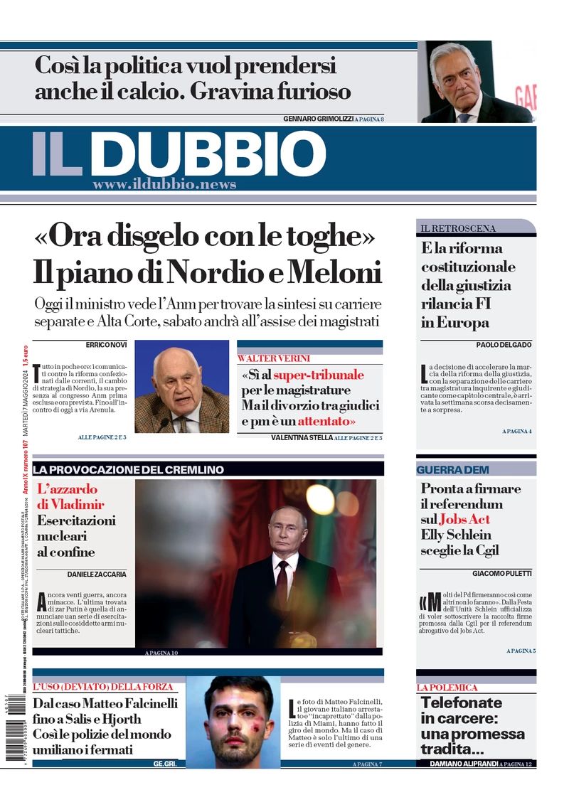 Prima-pagina-il-dubbio-oggi-edizione-di-oggi-07-05-2024