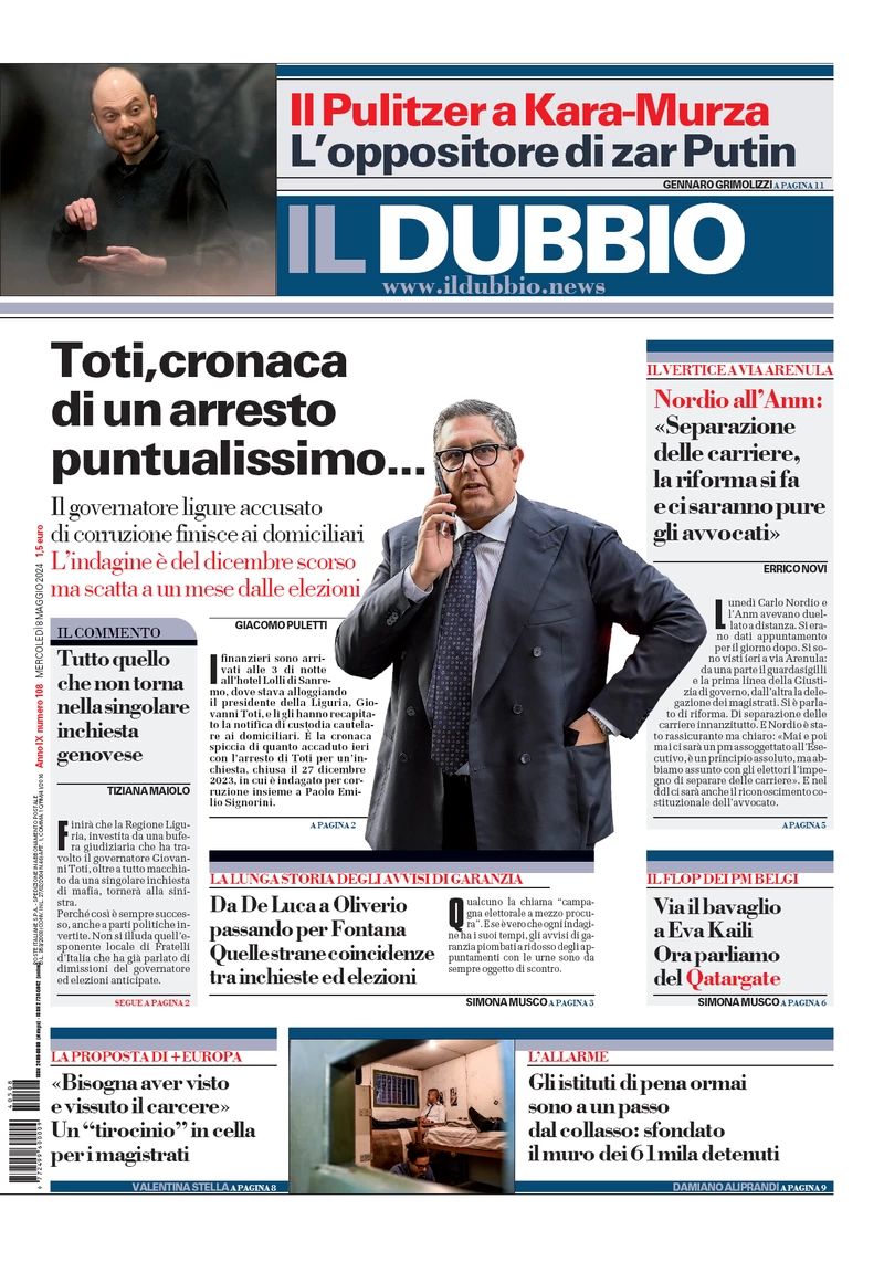 Prima-pagina-il-dubbio-oggi-edizione-di-oggi-08-05-2024