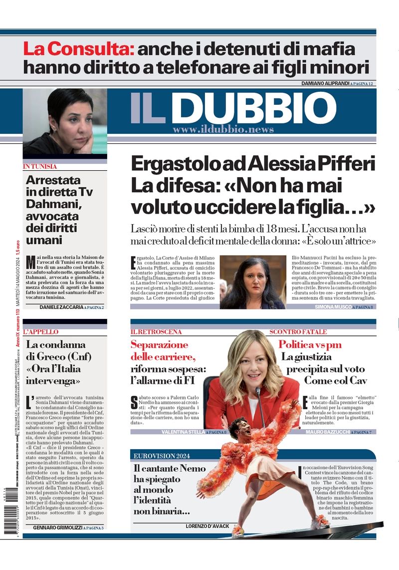 Prima-pagina-il-dubbio-oggi-edizione-di-oggi-14-05-2024