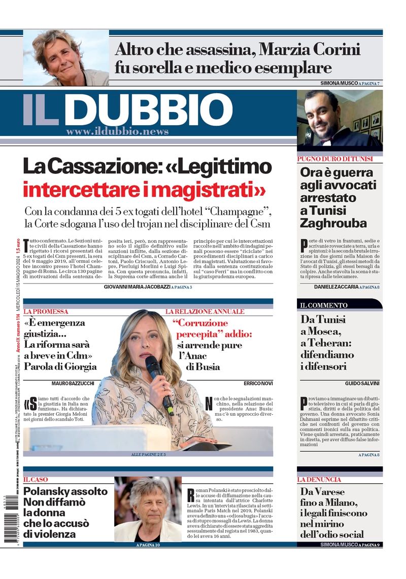 Prima-pagina-il-dubbio-oggi-edizione-di-oggi-15-05-2024