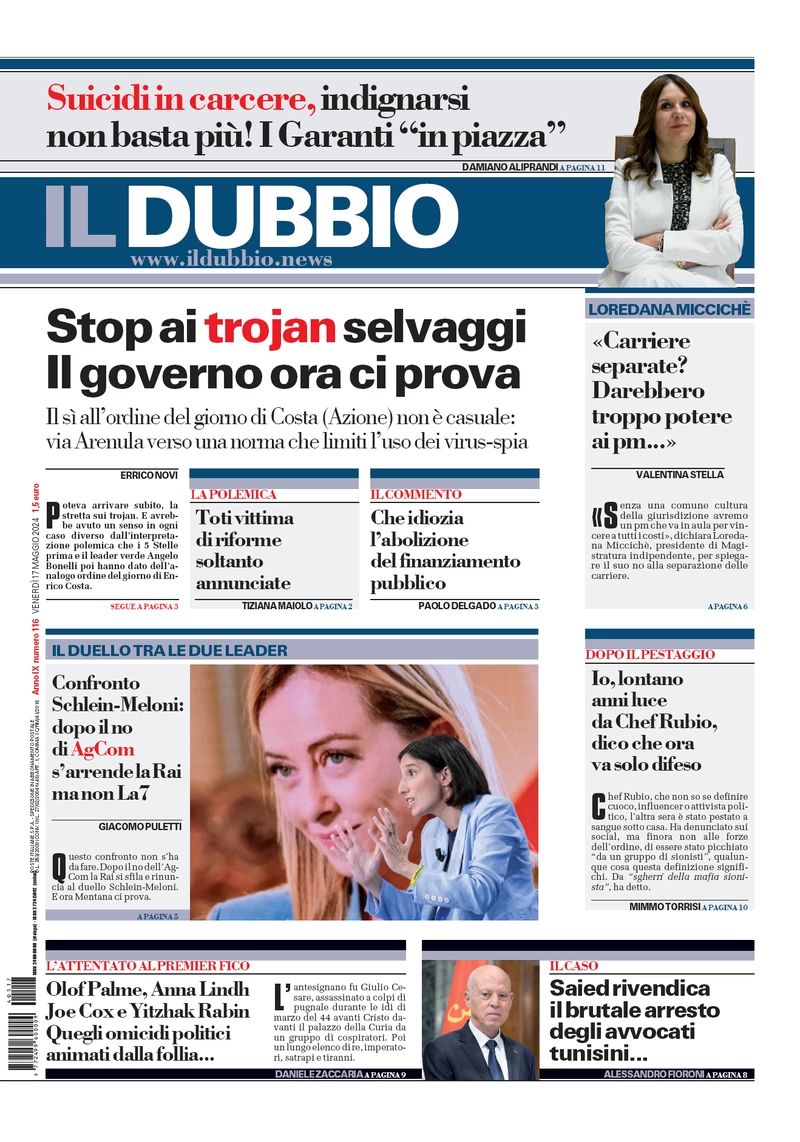 Prima-pagina-il-dubbio-oggi-edizione-di-oggi-17-05-2024