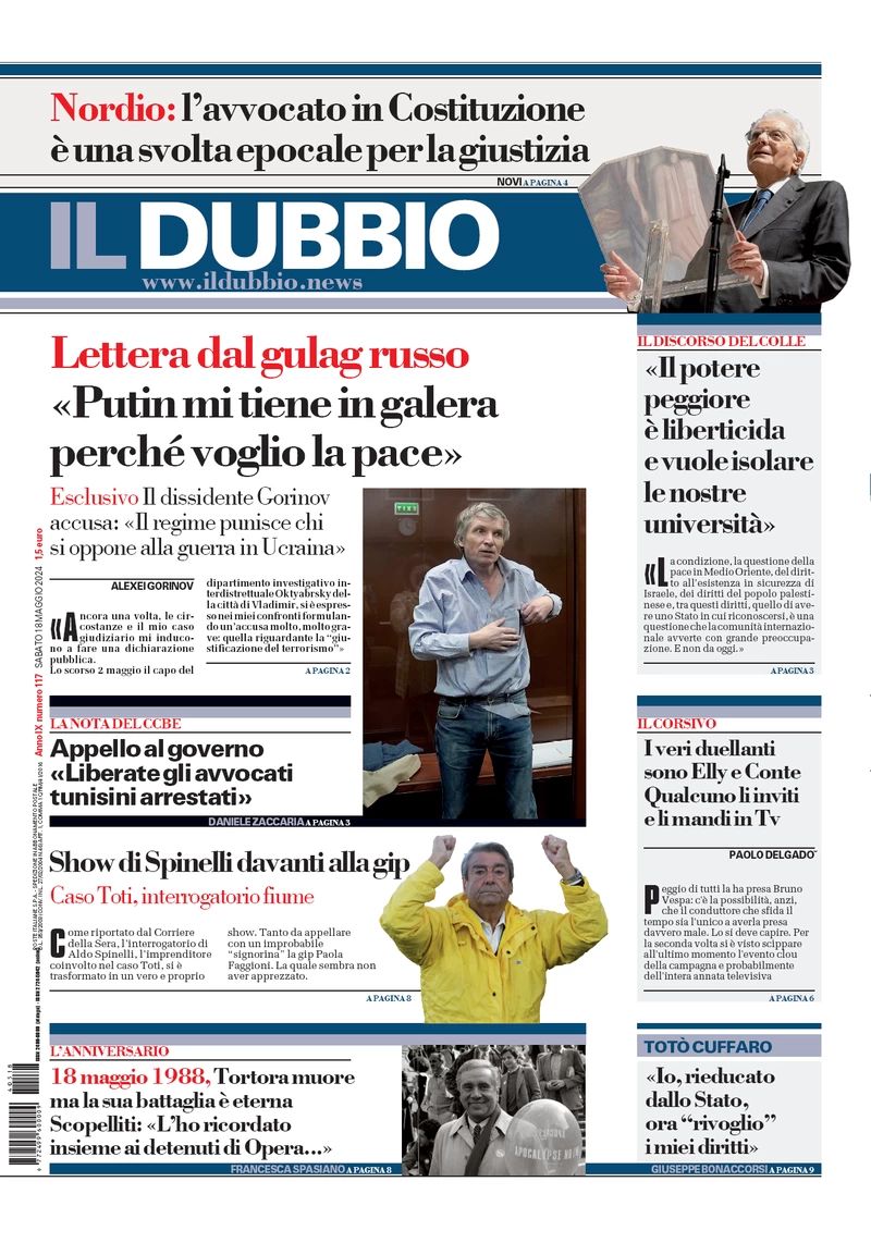 Prima-pagina-il-dubbio-oggi-edizione-di-oggi-18-05-2024