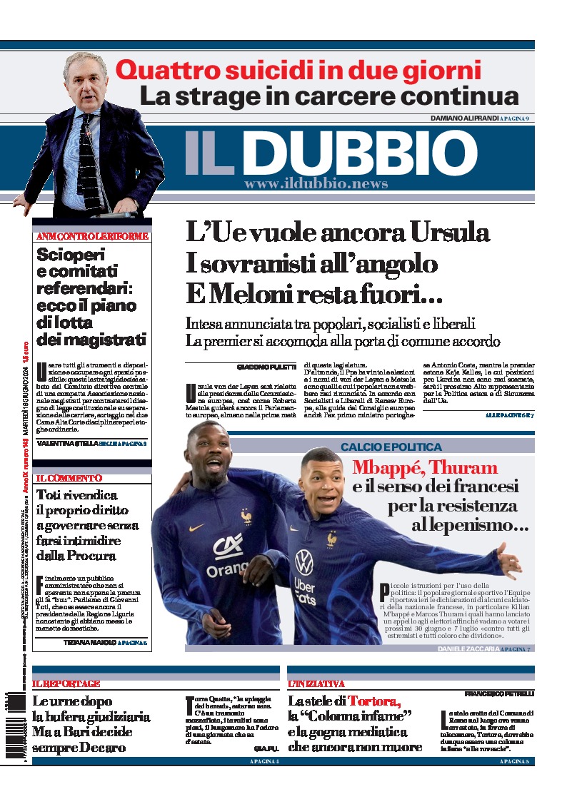 Prima-pagina-il-dubbio-oggi-edizione-di-oggi-20240618