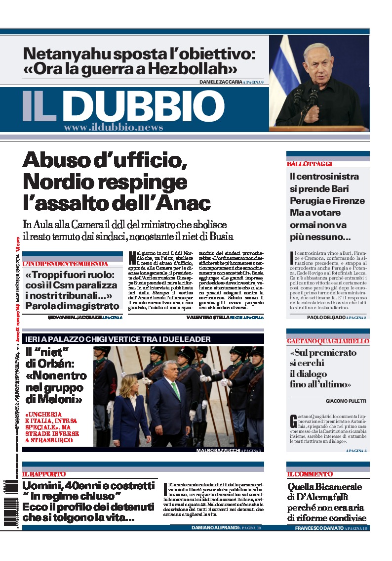 Prima-pagina-il-dubbio-oggi-edizione-di-oggi-20240625