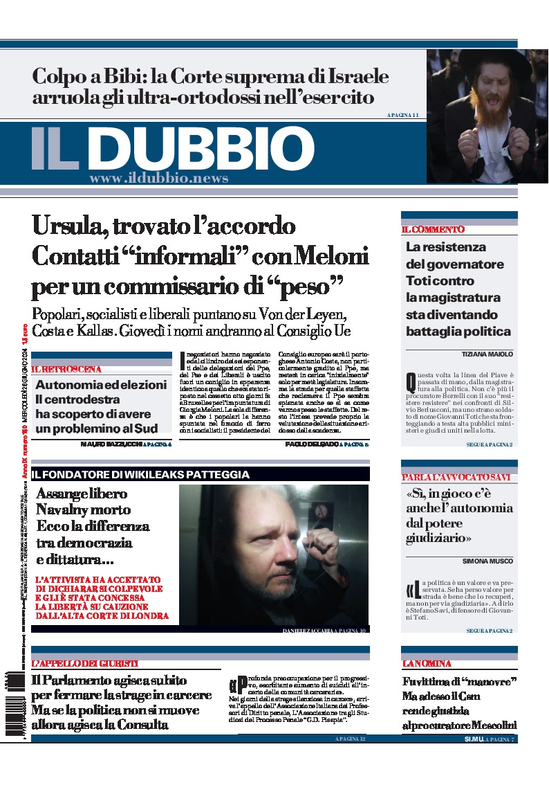 Prima-pagina-il-dubbio-oggi-edizione-di-oggi-20240626