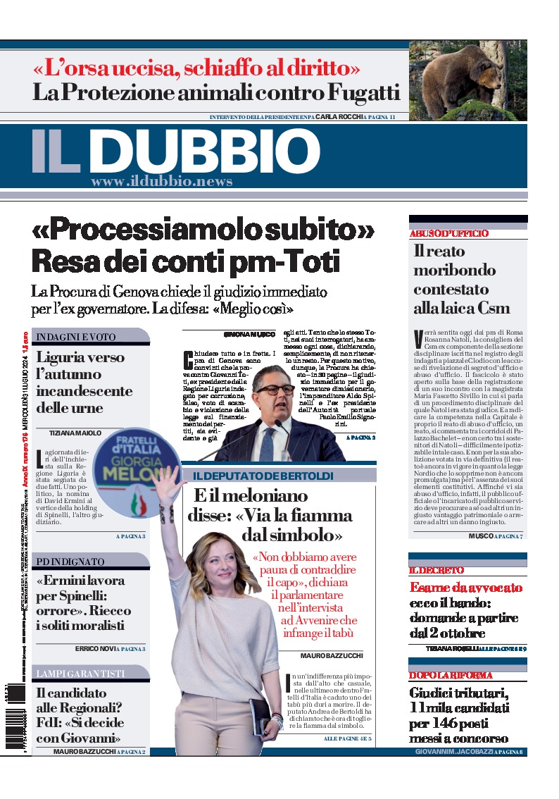 Prima-pagina-il-dubbio-oggi-edizione-di-oggi-20240731