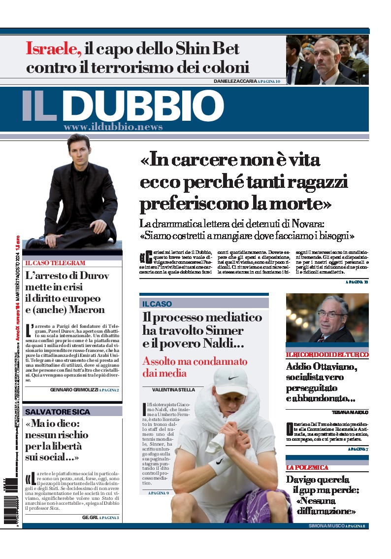 Prima-pagina-il-dubbio-oggi-edizione-di-oggi-20240827