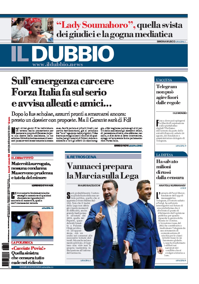 Prima-pagina-il-dubbio-oggi-edizione-di-oggi-20240828