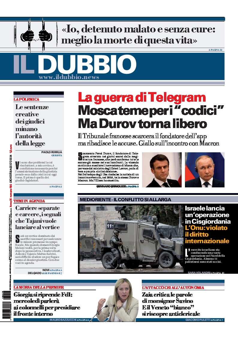 Prima-pagina-il-dubbio-oggi-edizione-di-oggi-20240829