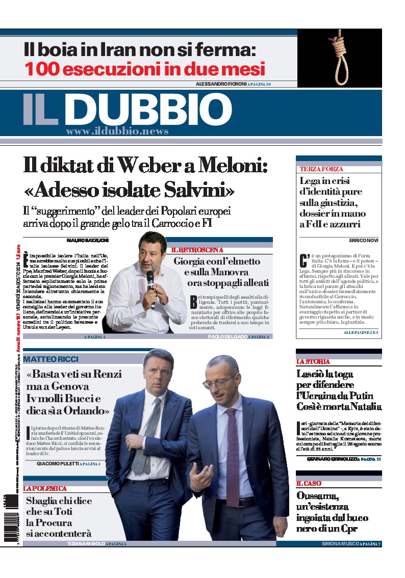 Prima-pagina-il-dubbio-oggi-edizione-di-oggi-20240830