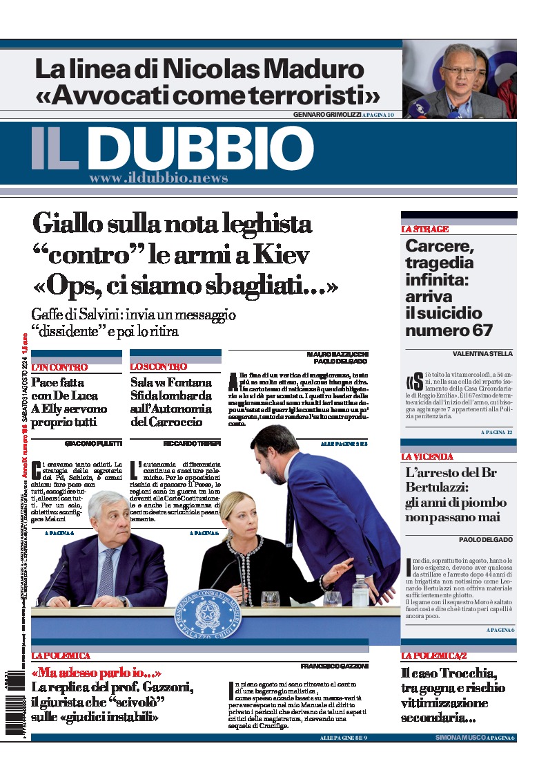 Prima-pagina-il-dubbio-oggi-edizione-di-oggi-20240831