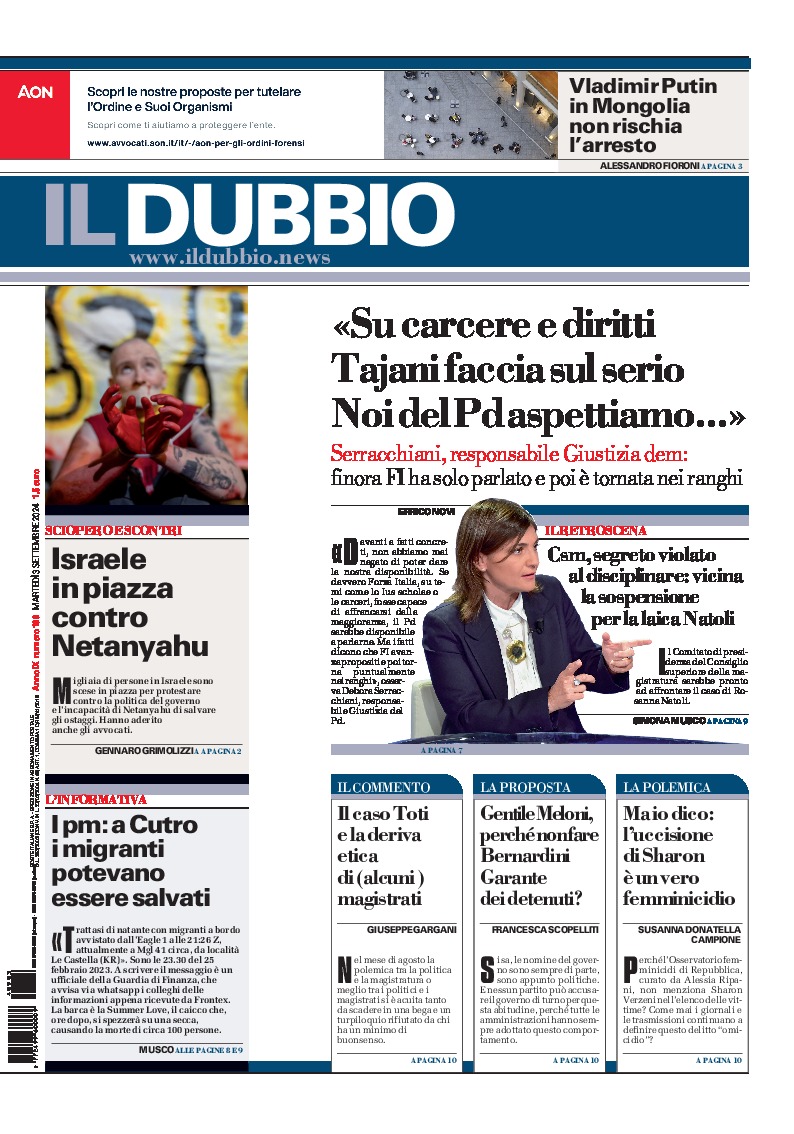 Prima-pagina-il-dubbio-oggi-edizione-di-oggi-20240903