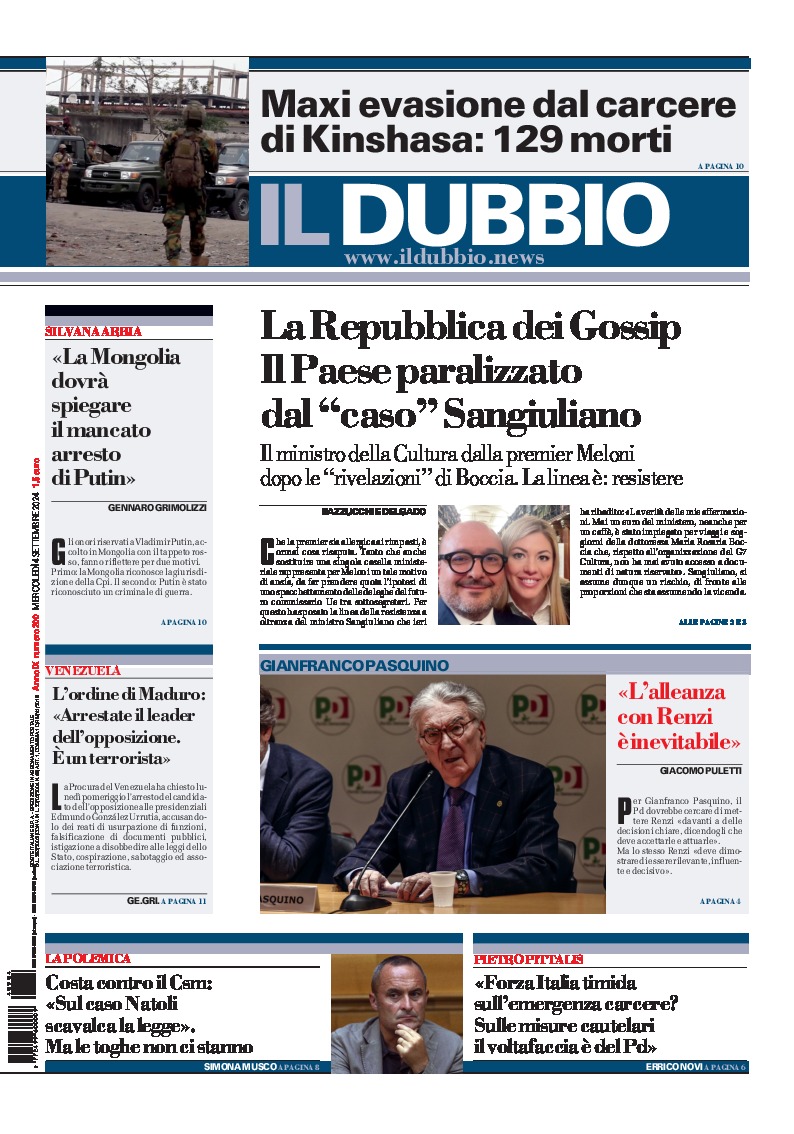 Prima-pagina-il-dubbio-oggi-edizione-di-oggi-20240904