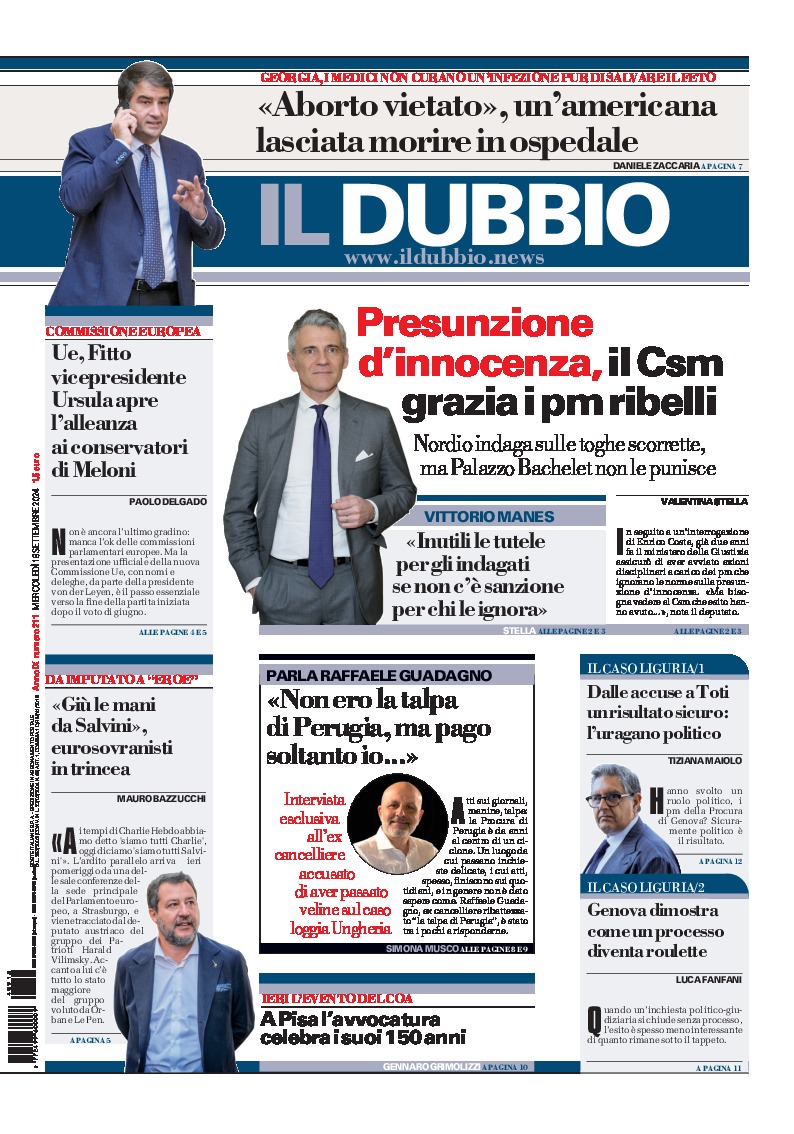 Prima-pagina-il-dubbio-oggi-edizione-di-oggi-20240918