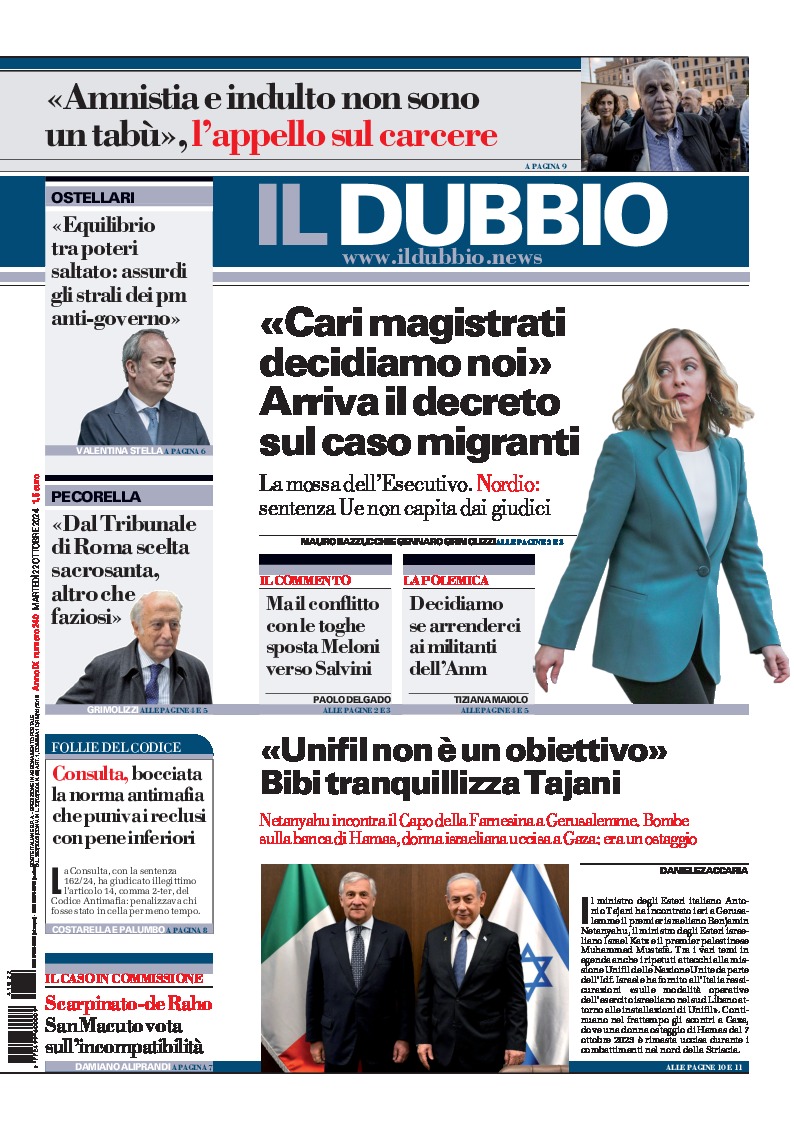 Prima-pagina-il-dubbio-oggi-edizione-di-oggi-20241022