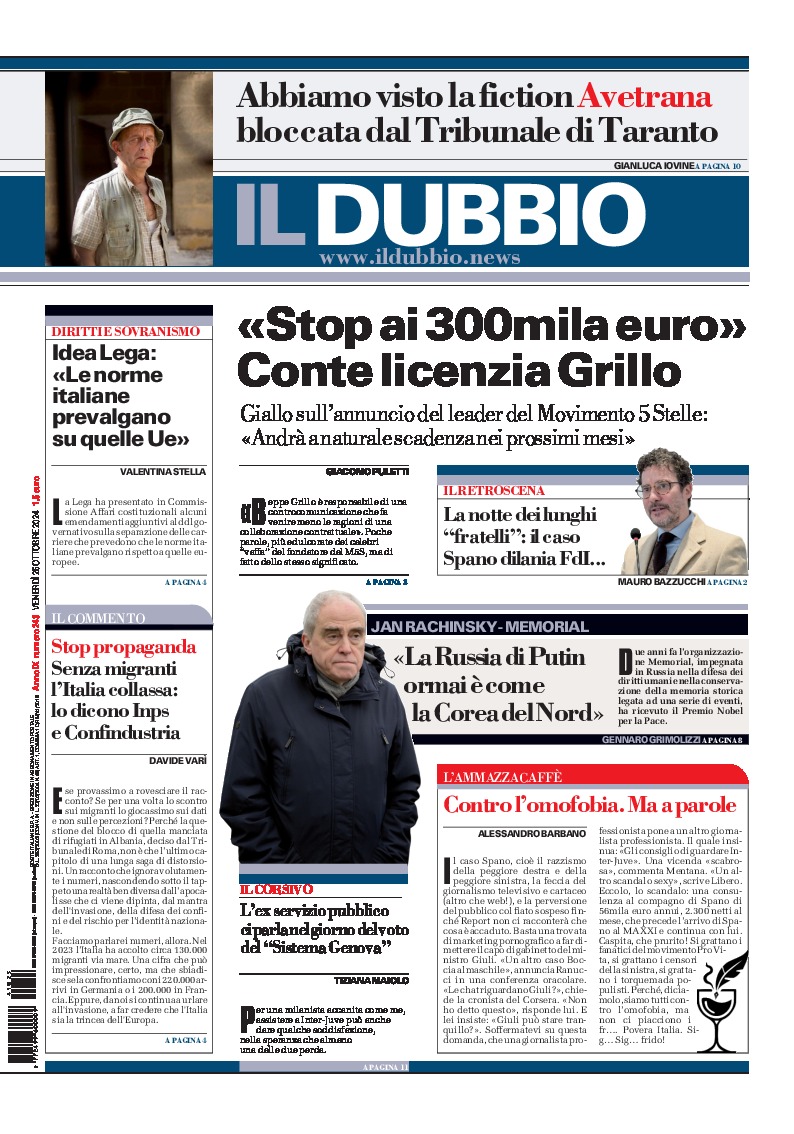 Prima-pagina-il-dubbio-oggi-edizione-di-oggi-20241025