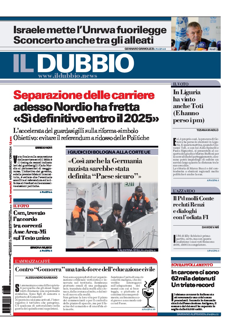 Prima-pagina-il-dubbio-oggi-edizione-di-oggi-20241030