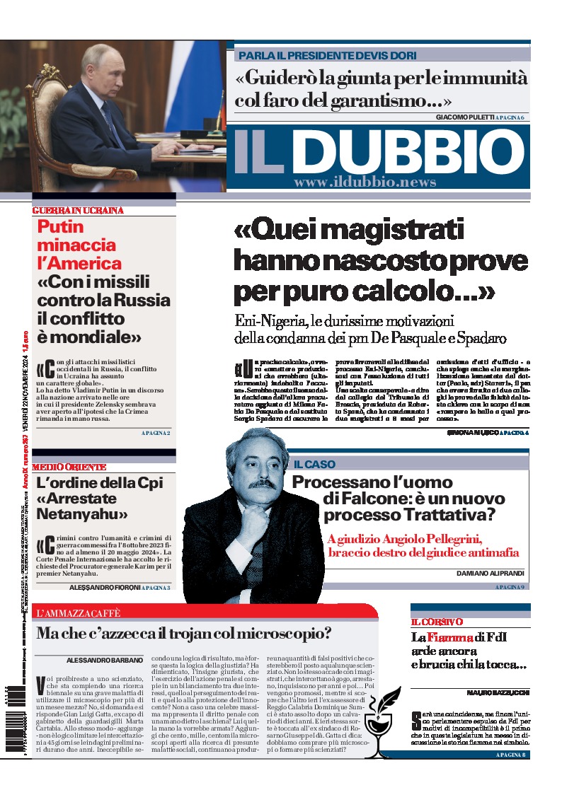 Prima-pagina-il-dubbio-oggi-edizione-di-oggi-20241122