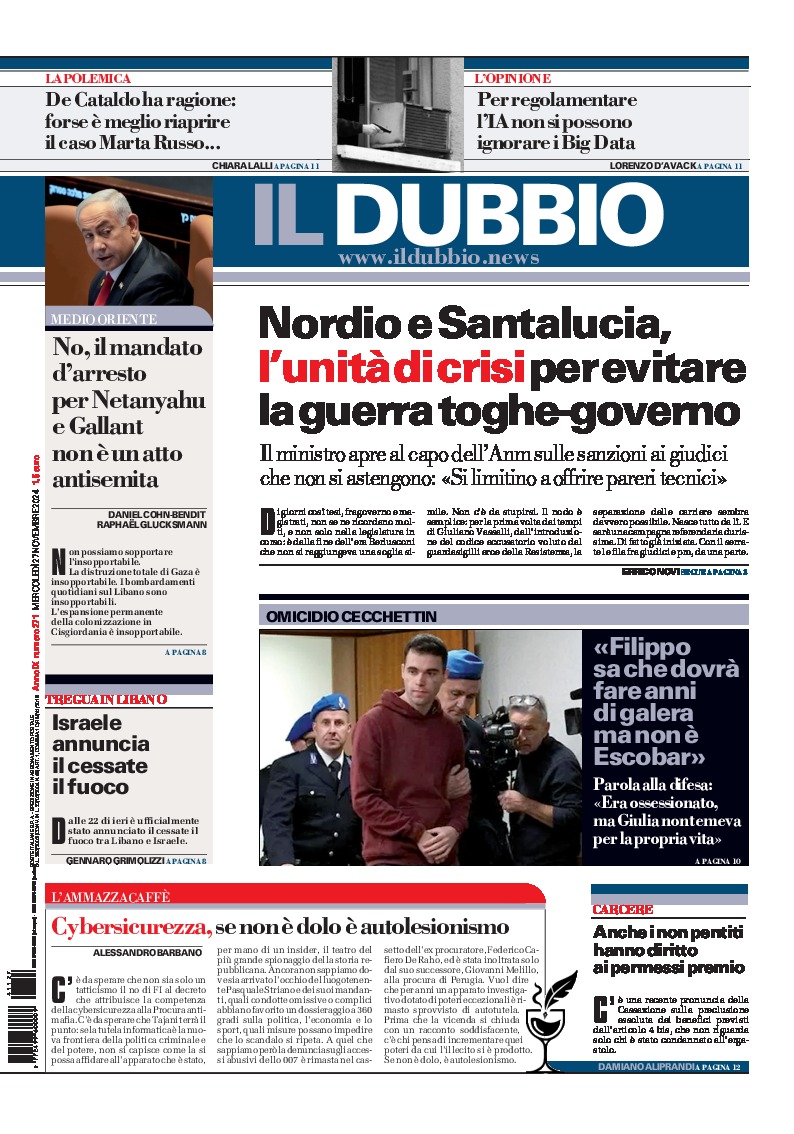 Prima-pagina-il-dubbio-oggi-edizione-di-oggi-20241127