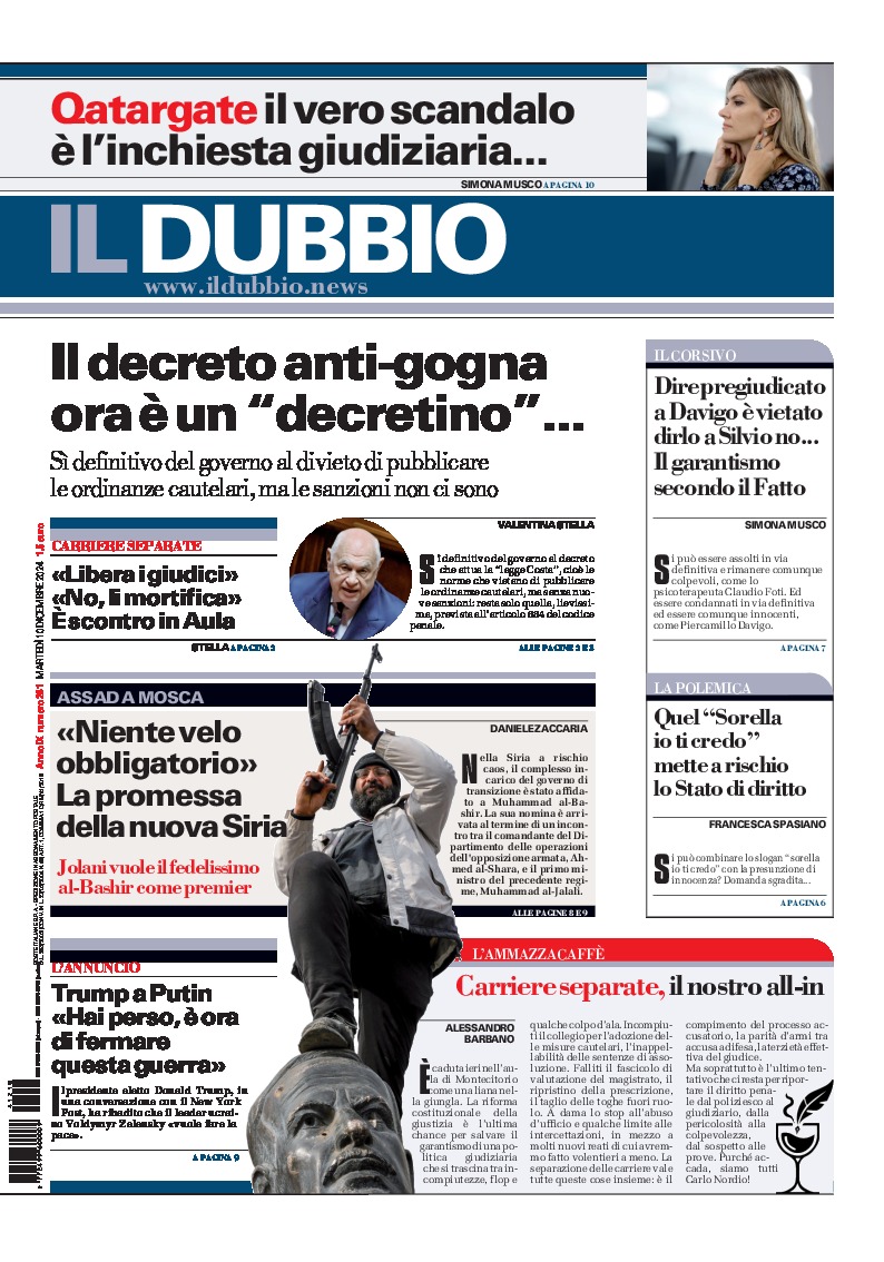 Prima-pagina-il-dubbio-oggi-edizione-di-oggi-20241210