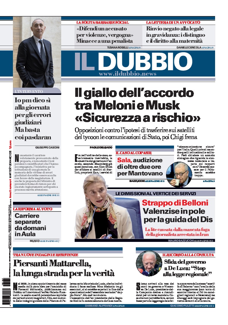 Prima-pagina-il-dubbio-oggi-edizione-di-oggi-20250107