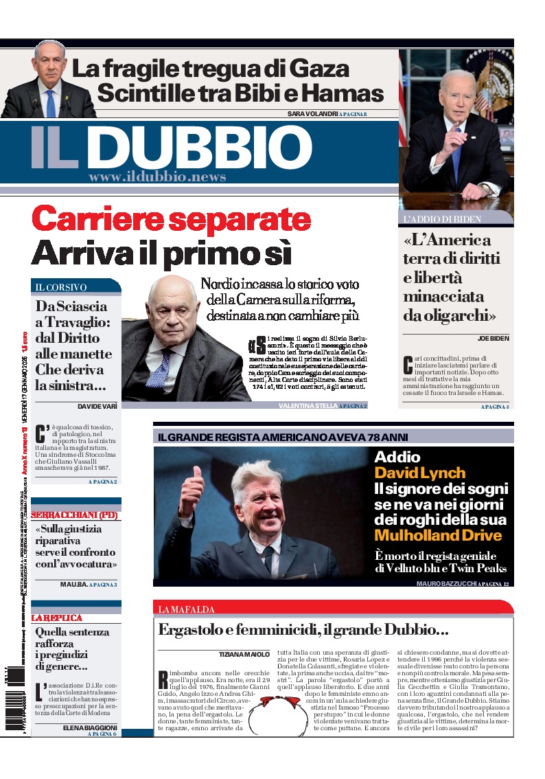 Prima-pagina-il-dubbio-oggi-edizione-di-oggi-20250117