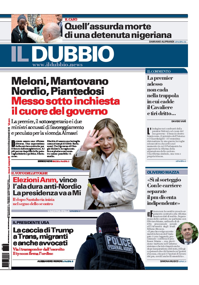 Prima-pagina-il-dubbio-oggi-edizione-di-oggi-20250129