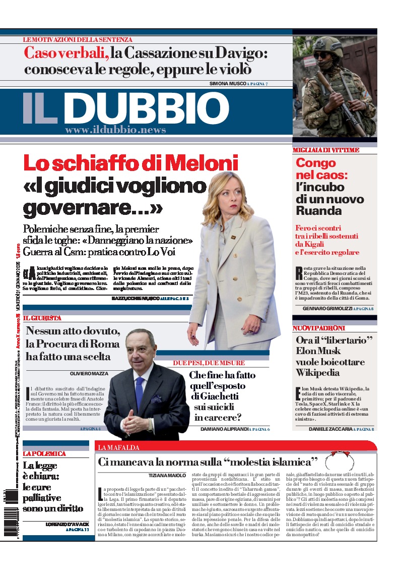 Prima-pagina-il-dubbio-oggi-edizione-di-oggi-20250131