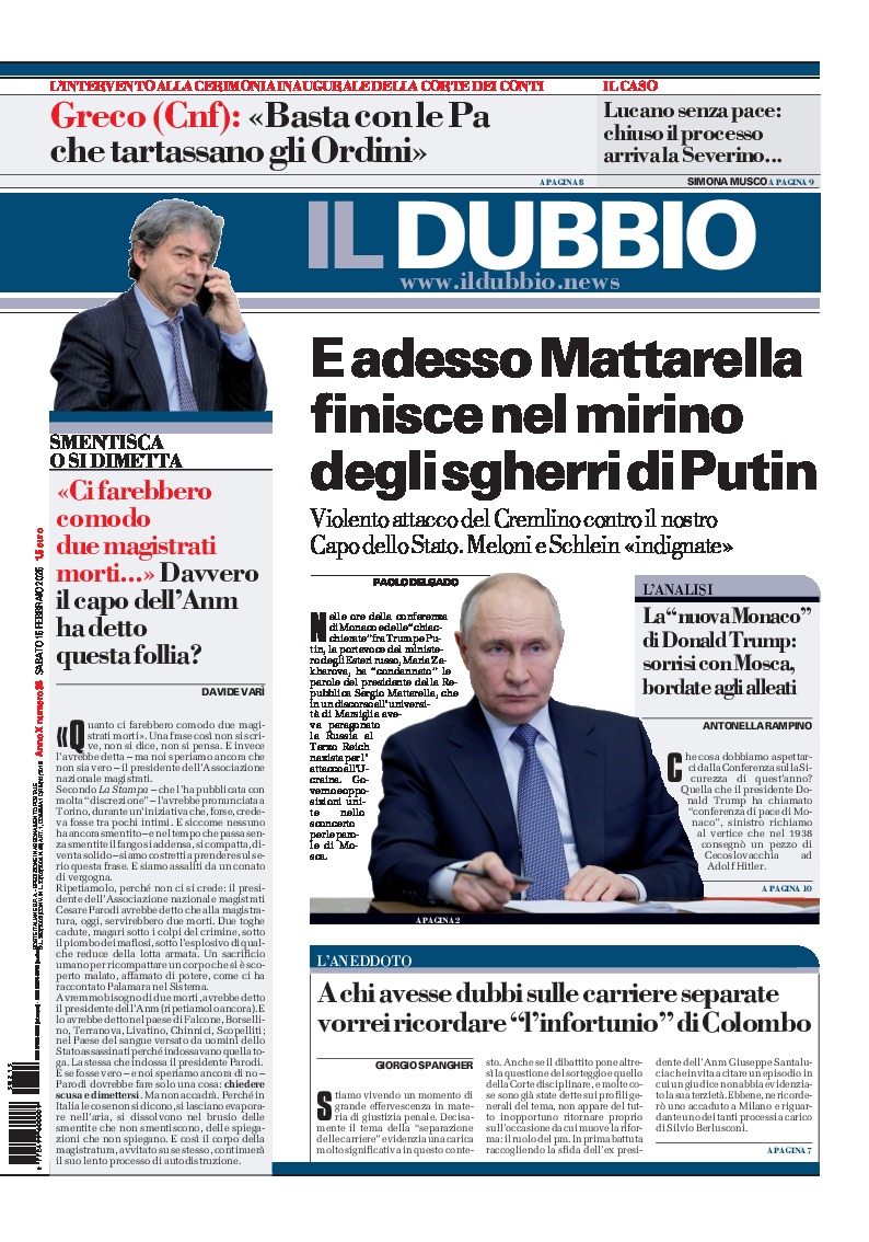 Prima-pagina-il-dubbio-oggi-edizione-di-oggi-20250215