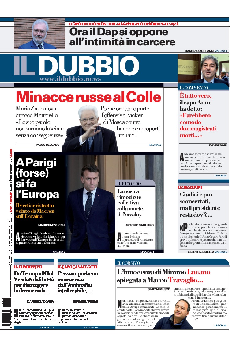 Prima-pagina-il-dubbio-oggi-edizione-di-oggi-20250218