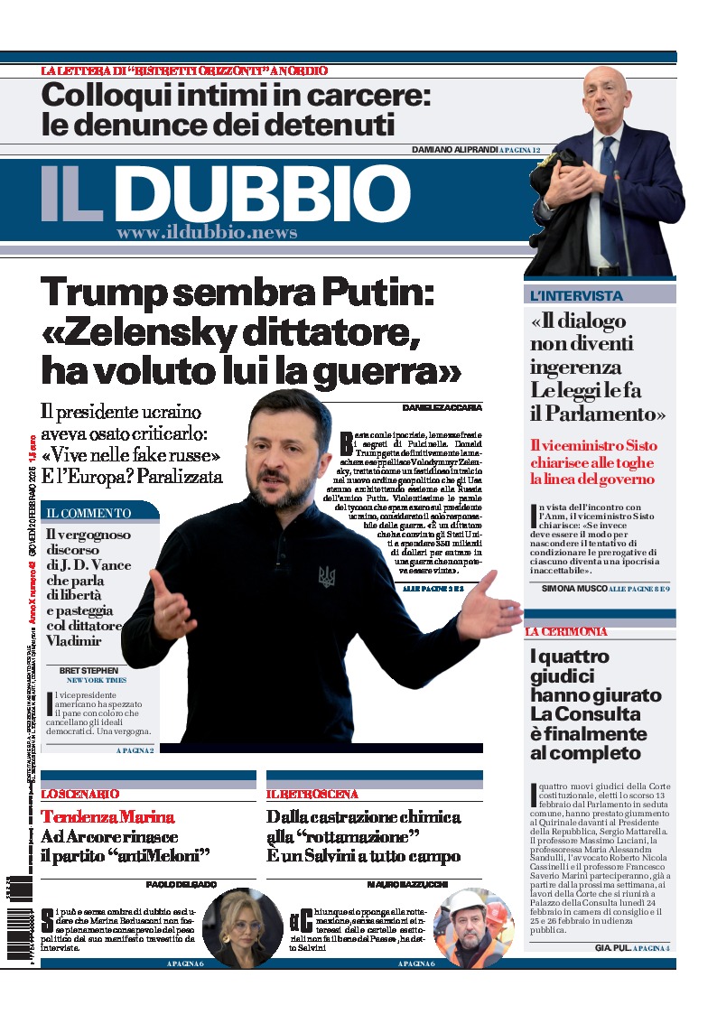 Prima-pagina-il-dubbio-oggi-edizione-di-oggi-20250220