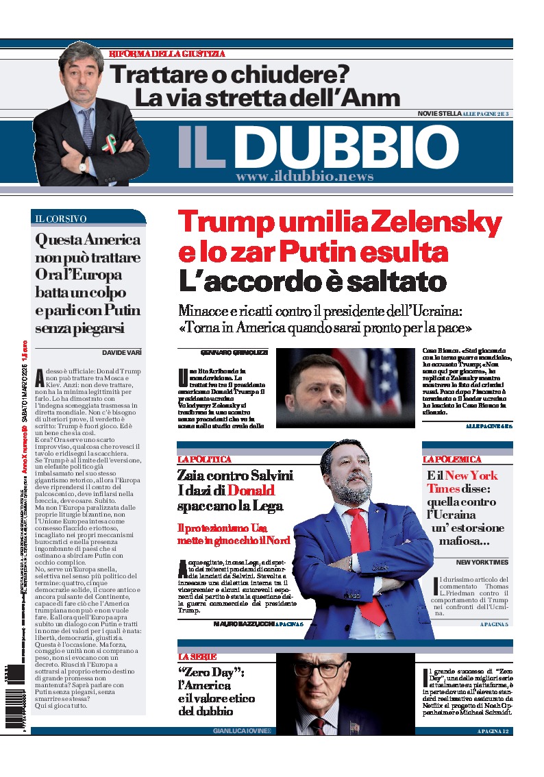 Prima-pagina-il-dubbio-oggi-edizione-di-oggi-20250301