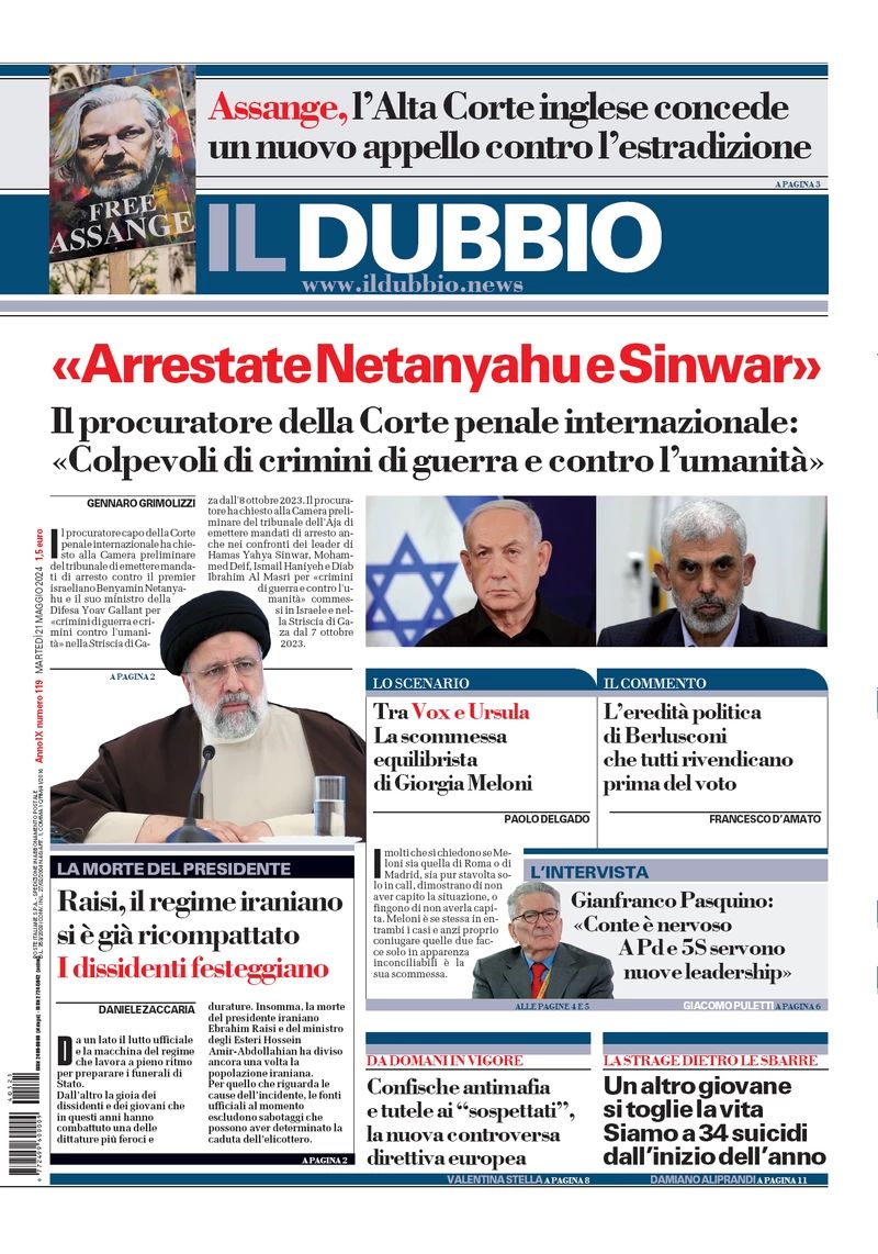 Prima-pagina-il-dubbio-oggi-edizione-di-oggi-21-05-2024