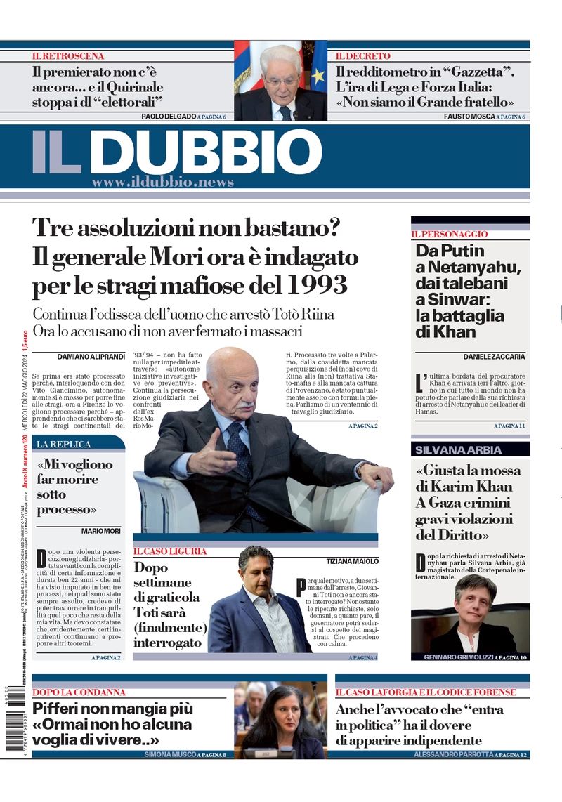 Prima-pagina-il-dubbio-oggi-edizione-di-oggi-22-05-2024